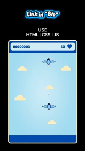 Bird game USE HTML | CSS | JS #JavaScript #html #css #animation #coding #ai #js #web #code #website