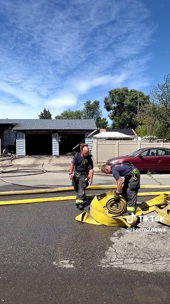 Spokane Fire said the fire started in a garage and spread to the home here on Heroy and Lacey. No one was hurt, and the cause of the fire is being investigated.