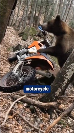 The bear rode a motorcycle into the forest😳