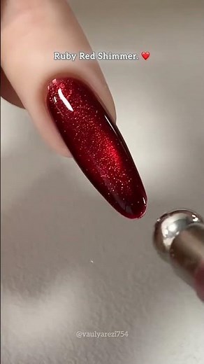 Nail Art !! Ruby Red Shimmer. ❤️ #nails #nailart #naildesign #beautyhacks #fypシ