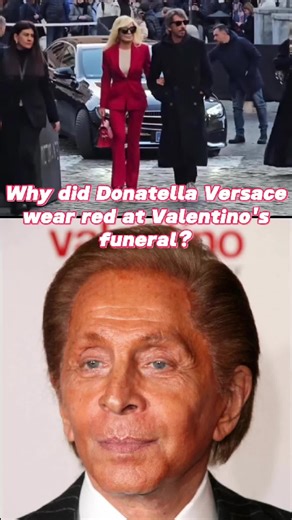 Why did Donatella Versace wear all red at Valentino's funeral?#donatell #valentino #celebrity #usa #fyp