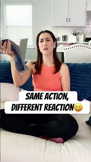 Same action, different reaction😆 #couplecomedy #marriedlife💍 #marriagehumor