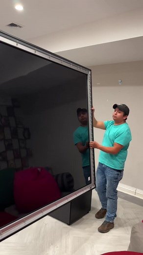 5.3K views · 79 reactions | Do you want a media room but don’t have wiring in place for a ceiling-mounted projector? No problem! We can create an “instant” theater for you with this fixed screen and a short-throw projector hidden in a media cabinet like this one. #Smarthome #longisland #longislandnewyork #luxuryhome #ceilingmountedprojector #mediaroom #projector #smarthometechnology #homecinema | All The Technology You Want Or Need (ATTYWON) | Facebook