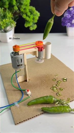 New chilli cutter machine with Dcmotor #dcmotorproject #project #diy #tech #experiment