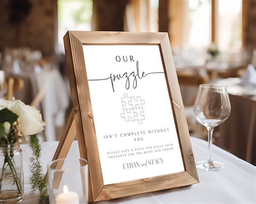 Jigsaw Puzzle Wedding Guest Book, Please Sign Our Guest Book, Wedding Sign Template, Wedding Decor, Custom Jigsaw Puzzle Guestbook, Unique - Etsy