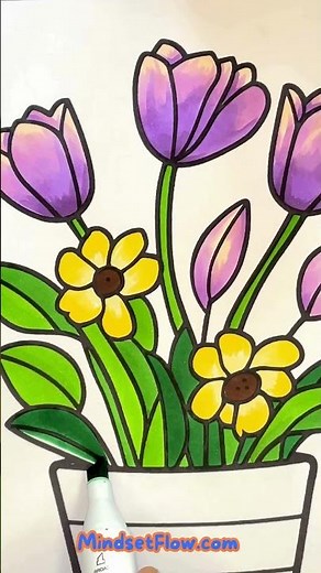Spring Tulips in Bloom – A Gorgeous Printable Coloring Page for Relaxation! #shorts