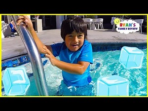 Ryan Swims in Super Cold Icy Swimming Pool!!! - Videos For Kids