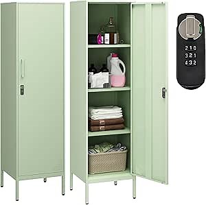 Amazon.com: Steehoom Metal Locker with Digital Lock, Lockable Storage Cabinet, Steel File Cabinet with 3 Adjustable Shelves for School, Living Room, Bedroom, Office (Green, 15.75" D x 15.75" W x 59.06" H) : Office Products
