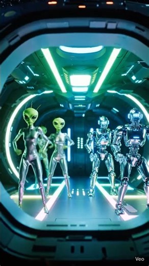 Aliens and robots dancing together