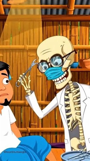 Skeleton Doctor vs Injection 💀 | Funny Bangla Cartoon Short 😂 #shorts #cartoon #viral