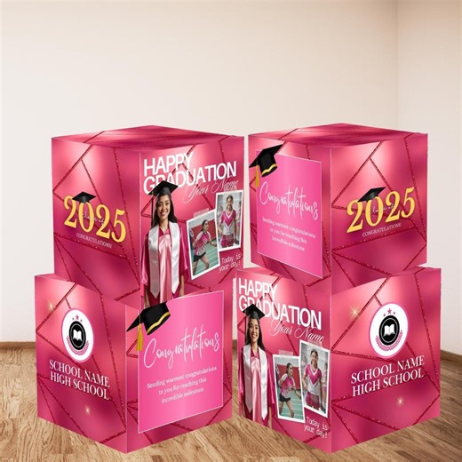 Editable Graduation Cube Box Template | Canva Printable (PDF) - Etsy UK