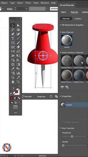 How to make Pin 3d icon design in Adobe illustrator || illustrator tutorial 2025