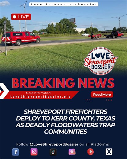 SHREVEPORT FIREFIGHTERS DEPLOY TO TEXAS AS DEADLY FLOODWATERS TRAP COMMUNITIES Shreveport, LA — Several members of the Shreveport Fire Department have been deployed to Texas to assist with rescue efforts following catastrophic flooding that has left parts of the state underwater. Shreveport Fire Chief Clarence Reese, Jr. confirmed the activation of the firefighters, who are part of Louisiana Task Force 3’s elite swift water rescue team, headquartered in Shreveport. They are joining forces with L