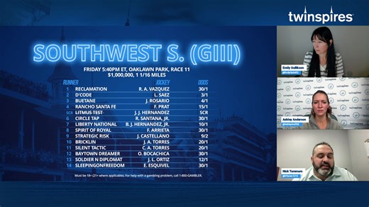 Get ready for Friday racing from Oaklawn Park with a full Late Pick 5 preview on this live episode featuring Nick Tammaro, Emily Gullikson & Ashley Anderson. The trio breaks down each leg of the Late Pick 5 sequence, highlighting: Key contenders and live longshots Pace scenarios and wagering angles How to structure tickets for maximum value Plus, the crew builds and shares an official TwinSpires BetShare Late Pick 5 ticket, giving viewers the chance to buy in and sweat the sequence together on F