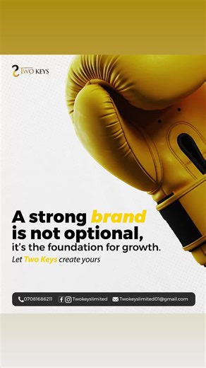 A strong brand is the difference between being noticed and being ignored. Don’t leave your business growth to chance, build a brand that stands out. Let Two Keys Limited help you create a brand that lasts. Message us today to get started. #Branding #BusinessGrowth #EntrepreneurNigeria #BrandStrategy #TwoKeysLimited