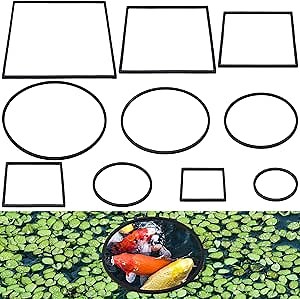 PAGOW 10pcs Fish Feeding Rings Set, Floating Aquarium Plant Corral, Round & Square Fish Feeder Rings for Fish Tank, Floating Plant Ring, Fish Tank Aquarium Accessories for Betta (Black)