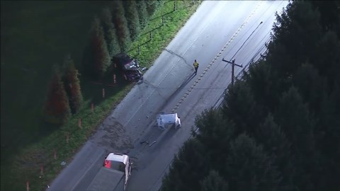 Driver killed after crash with semi truck on Route 322 in Honey Brook Township, Pa.