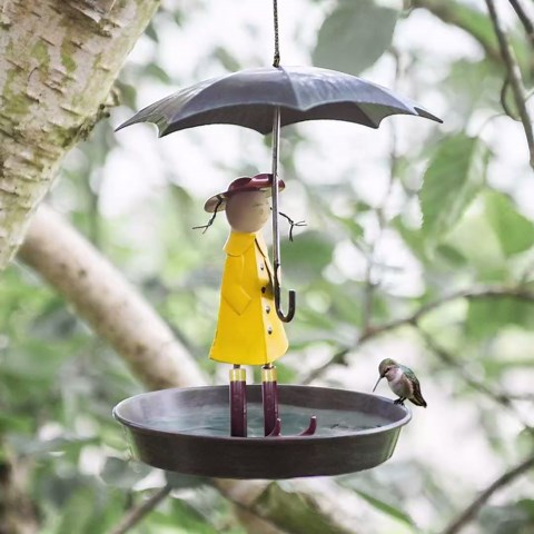 Bird Feeders for Outdoors Hanging Girl with Umbrella Hummingbird Feeder Garden Decor Yard Decorations Squirrel Proof Wild Bird Feeders for Bird Lovers Men Women Cute Stuff