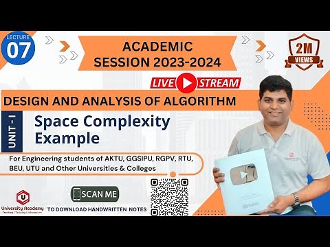 DAA 7: Complexity of Algorithm | Space Complexity analysis | Tules for Space complexity