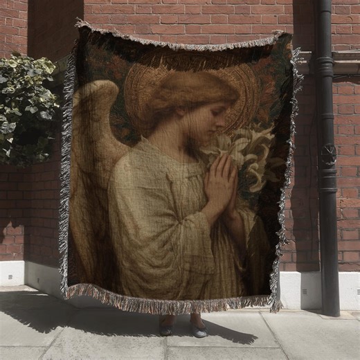 Praying Angel Woven Blanket; Religous Tapestry With Guardian Angel for Christian Home Decor - Etsy