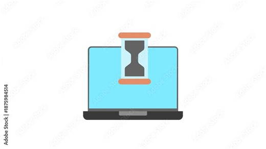 Beta Access Flat Animation 2D Cartoon 4K Video with laptop and hourglass. Relate To Product Offering, Marketing, Commerce And Shopping. Editable On Transparent Background Alpha Channel.