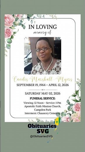 Candis Marshall-Myers | Funeral Service Announcement #obituariessvg #obituaries #rip #svg