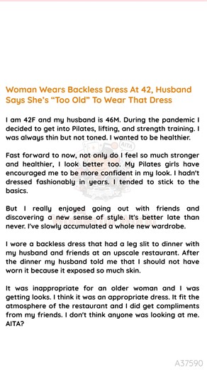 Woman 🏭 Wears Backless Dress At 42, Husband Says She’s “Too Old” To Wear 😇 That Dress | The wonderful world
