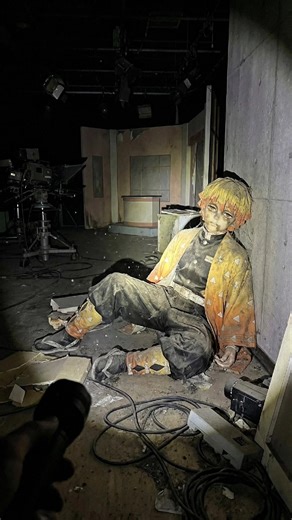 I Found Abandoned Demon Slayer Characters Inside a Haunted TV Studio 😱#anime #demonslayer #aishorts