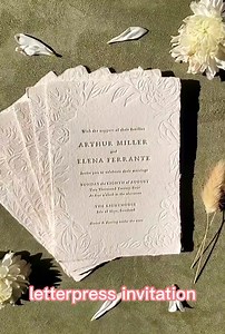 Custom Handmade Luxury Texture Classic Embossed Paper Letterpress Wedding Invitations Card With Initials
