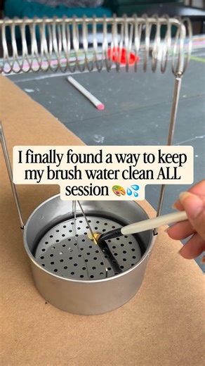 San Diego Party Banner on Instagram: "My paint water used to turn brown after 5 minutes 🫠 This brush washer changed EVERYTHING. The strainer wipes off acrylic paint + lets the sediment sink underneath so my water stays clean the entire session 👏 Bonus: TWO cute paint pots + a brush holder so my desk stays organized (rare). If you paint with acrylics, this is a must. Comment CLEAN if you want the links! 🔗 #asmr #acrylicpaint #brushcleaner"