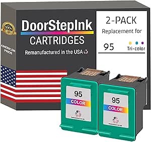 DoorStepInk 95 Tri-Color Remanufactured Ink Cartridge Replacement for HP 95 (C8766) — Compatible with DeskJet 460/5745/6540 OfficeJet 7210/K7108/PSC 1600 — Standard Yield 2-Pack