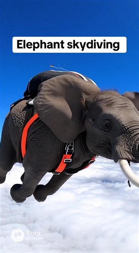Elephant skydiving #elephantlover #CrazyElephantFootage #ElephantStunts #SkydivingElephant