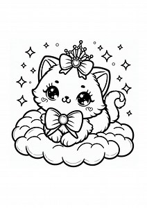50 Kawaii Princess Kitten Coloring Pages. Printable Pages. Kawaii Coloring Book Printable Pages of Princess Kitten. - Etsy