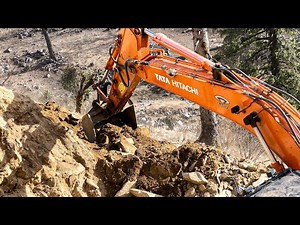 Powerful Excavator Backhoe Clears Rocks & Mud to Carve Mountain Road! Excavator Working Video