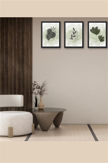 Set of 3 Botanical Leaf Prints, Minimalist Green Gallery Wall Art (collection) - Etsy