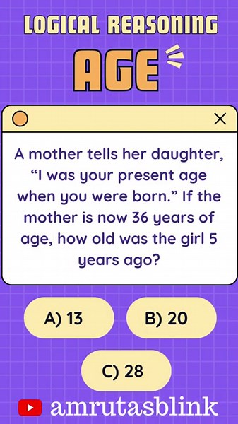 Mental Aptitude Age #maths #quantitativeaptitude #logicalreasoning #problemsonages #mentalaptitude