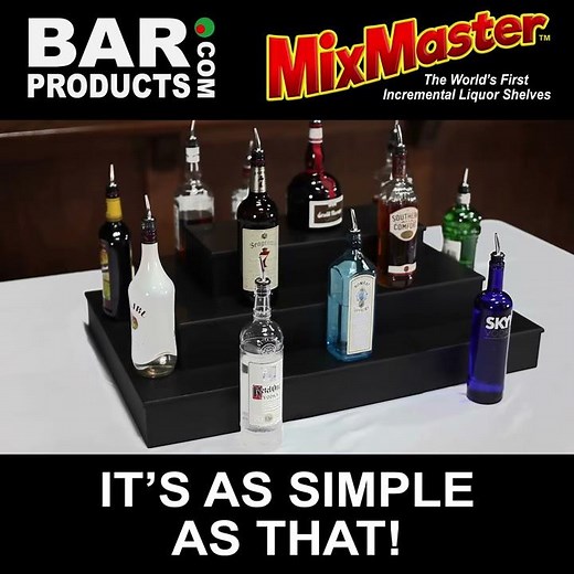 BarProducts.com | MixMaster™ Incremental Shelves | Custom Liquor Bottle Shelf Display