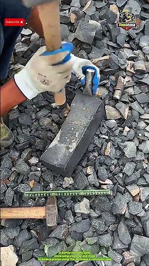 Stone Splitting Technique Using Hammer and Chisel for Construction Work #constructionwork