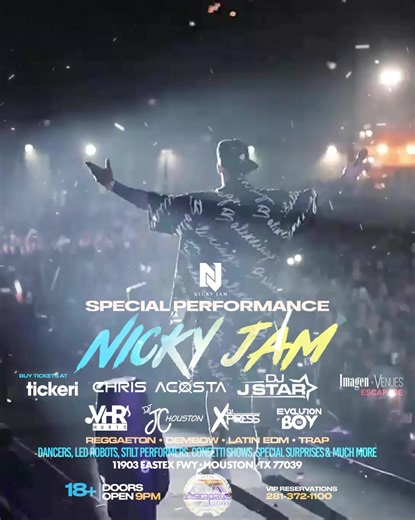 🔥NICKY JAM in Concert🔥 Global Reggaeton superstar NICKY JAM is coming to Houston, TX – and this is going to be one of the biggest events the city has EVER seen! 🔥 Get ready for PERREOLAND – the ultimate summer experience. 📅 Friday, August 29 🕒 9PM 👉18 ✅ Online prices are lower — pay more at the door! | Nicky Jam
