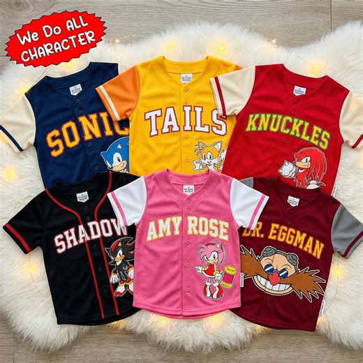 Sonic Custom Baseball Jersey, Personalized Sonic Character Shirt, Kids Gamer Birthday Outfit, Family Matching Fan Gift - Etsy