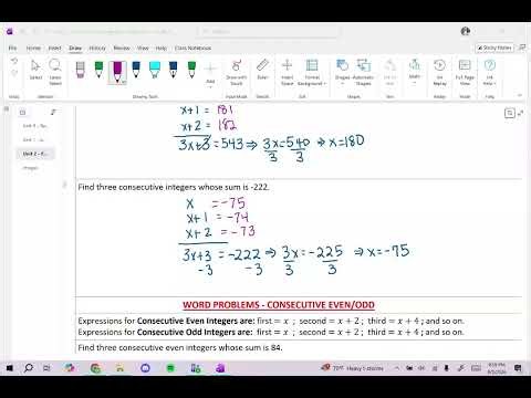 College Algebra - 2.3.A. Linear Applications: Consecutive Numbers