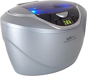 GemOro Sparkle Spa Pro | Personal Ultrasonic Jewelry Cleaner with 5 User-Programmable Timed Cleaning Cycles | Professional Performance Machine with Digital Timer for Rings Watches Earring (Slate Gray)