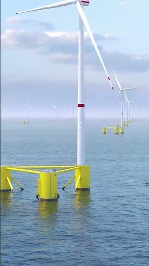 Floating Wind Turbine Secured by Mooring Lines | Offshore Renewable Energy Animation