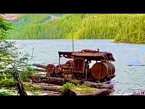 Remote float camp | Abandoned antique logging machines