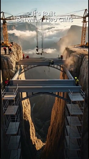 Impossible Bridge House Between Two Cliffs 😳