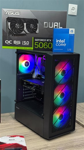 Gaming Setif on Instagram‎: "#gamingsetif CONFIG : CPU INTEL I5 14400F CM INTEL GIGABYTE B760M GAMING PLUS WIFI DDR4 RAM DDR4 MAGMA 32GB 16*2 3200 MHZ RGB WHITE SSD M2 NVMe KINGSTON NV3 1TB GEN4 6.0GB par Sec GPU RTX 5060 8GB OC ASUS DUAL BLACK PSU ACER AC650 80+ BRONZE FULL MODULAR BLACK CASE ANTEC AX26 ELITE 4FAN RGB BLACK اذا حاب تطلب اي شيء متوفر عندنا اتصل بنا نحن في الخدمة و التوصيل لباب الدار و الدفع عند الاستلام ‎‏‎ارضاؤكم غايتنا مرحبا بالجميع ‎‏📦disponible la livraison a 58 wilaya📦 ‎‏