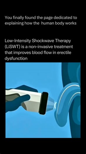 The Human Body 🧬 on Instagram: "Follow @explainingthebody to learn everything about the human body one post at a time 🧠⚙️ Low-Intensity Shockwave Therapy (LiSWT) is a revolutionary approach to treating erectile dysfunction by targeting the underlying vascular health of the tissue. Unlike temporary chemical solutions, LiSWT uses targeted sound waves to create microtrauma at a cellular level. This controlled stress triggers a biological healing response known as angiogenesis, where the body begi