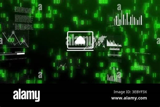 Green pixels pulsing, starting white HUD elements appearing, scaling, sliding to show data flow. Infographic, visualization, dashboard, analytics, matrix, cloud, widgets Stock Video Footage - Alamy