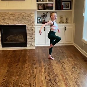 Lovely Savannah Manzel (9) working on her Chelsea Jennings choreography at home! Larkin Dance Studio Unitard by Tiger Friday Dancewear | Association of International Dance Teachers