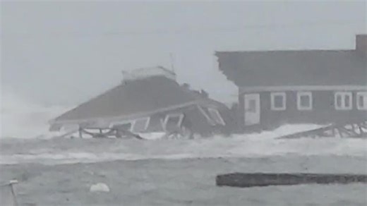 This is the moment a part of a house was swept away by waves during a storm in Georgetown, Maine